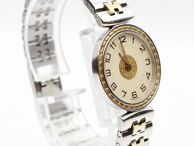 Hermes Sellier two-tone Quartz, ladies — champagne dial — photo 9