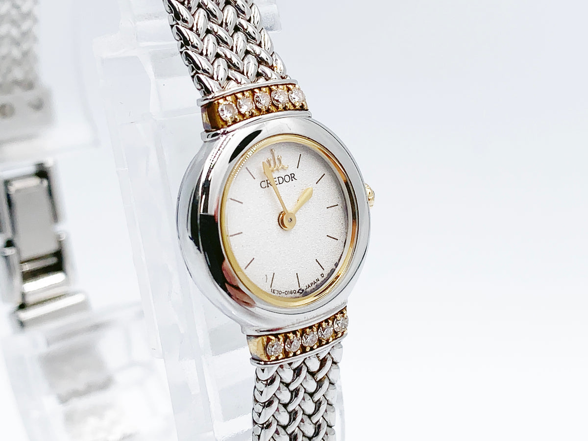 Seiko Credor 1F70-0100 Quartz, ladies — silver dial