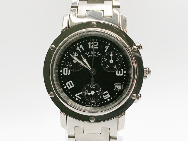 Hermes Clipper Chronograph CL1.310 Quartz, ladies — black dial