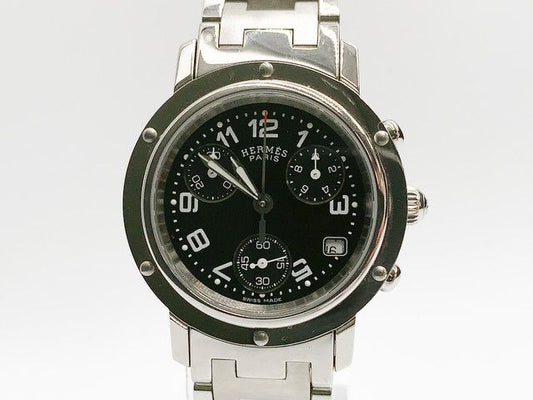 Hermes Clipper Chronograph CL1.310 Quartz, ladies — black dial