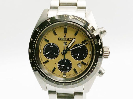 Seiko Prospex V192-0AF0 Solar Chronograph — yellow dial