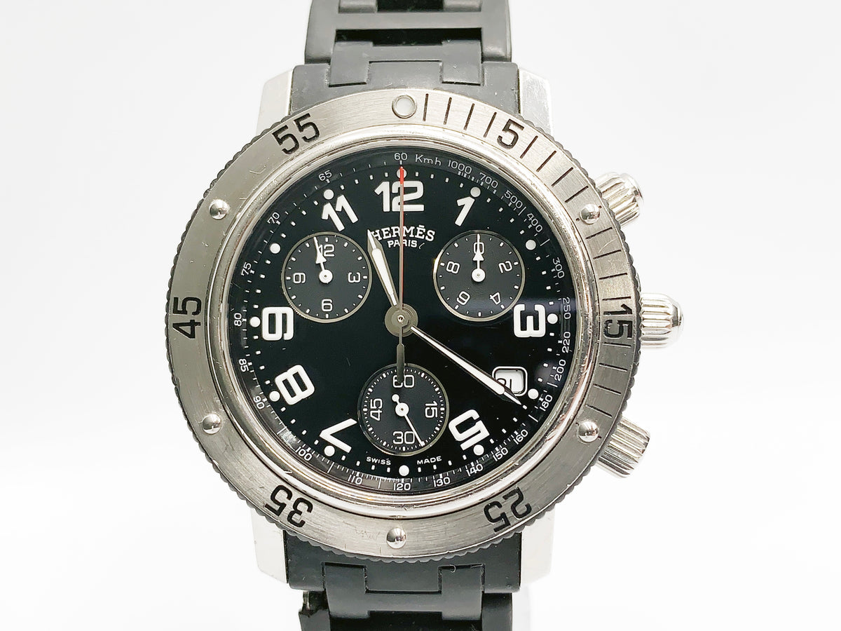 Hermes Clipper Chronograph CL2.915 Quartz — black dial