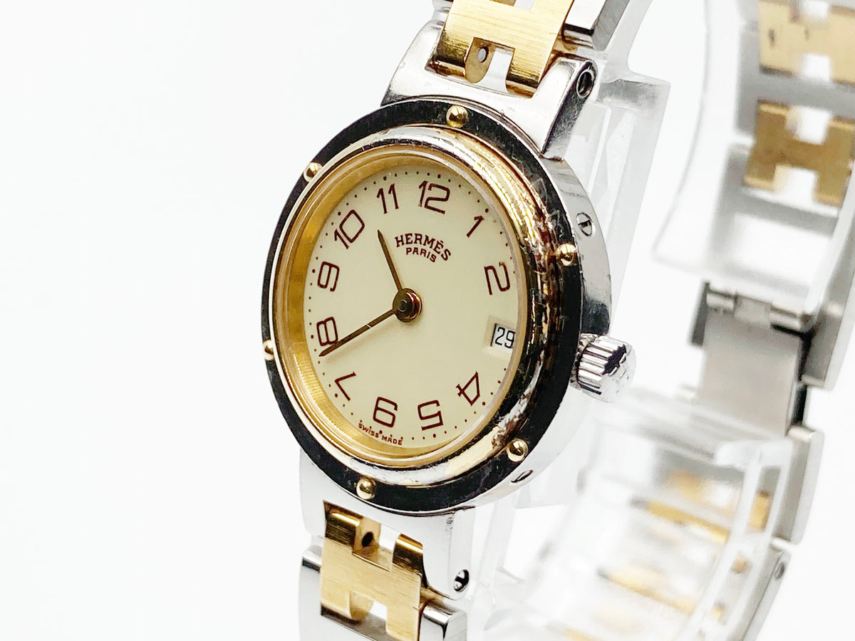 Hermes Clipper Quartz, ladies — white dial